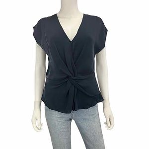 Joie Navy 100% Silk Wrap Blouse